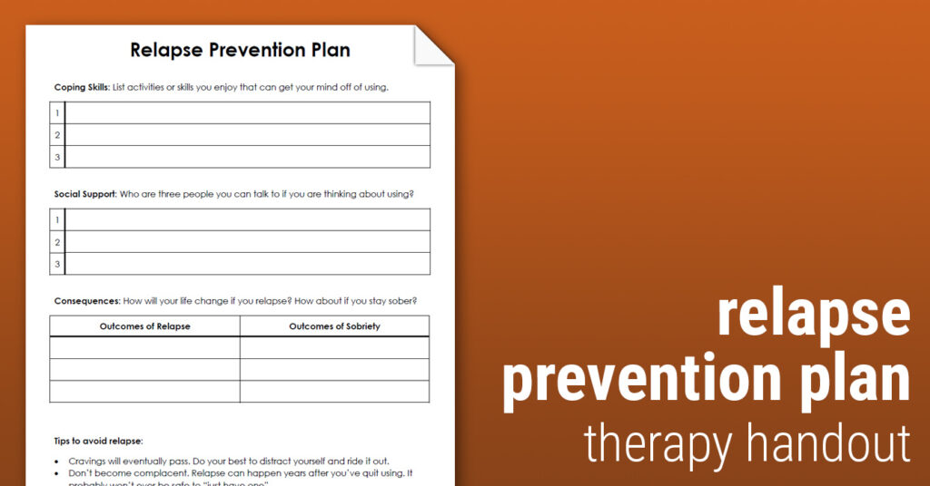 Relapse Prevention Plan Version 2 Worksheet Therapist Aid | DBT Worksheets