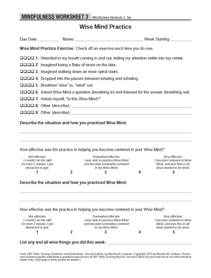 Ruby Reed Dialectical Behavior Therapy Dbt Skills Worksheets 