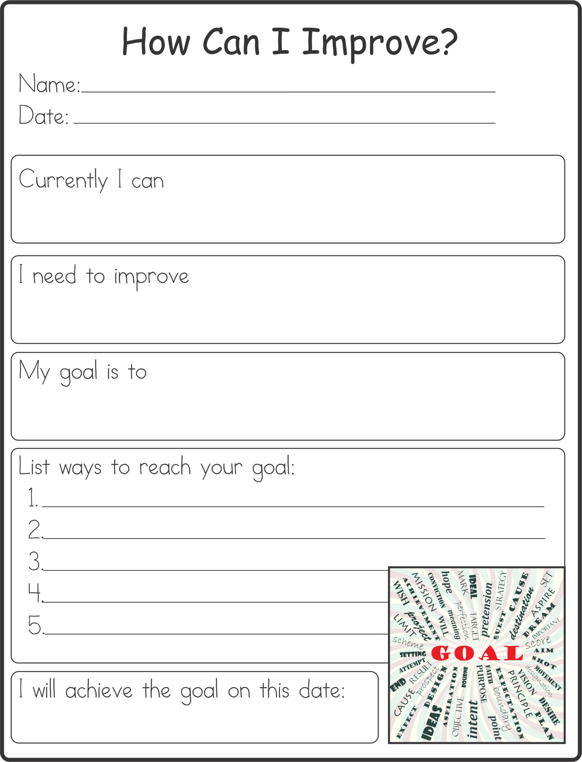 Self Improvement Worksheet Your Therapy Source