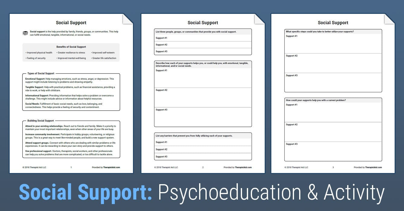 Social Support Worksheet Therapist Aid Db excel
