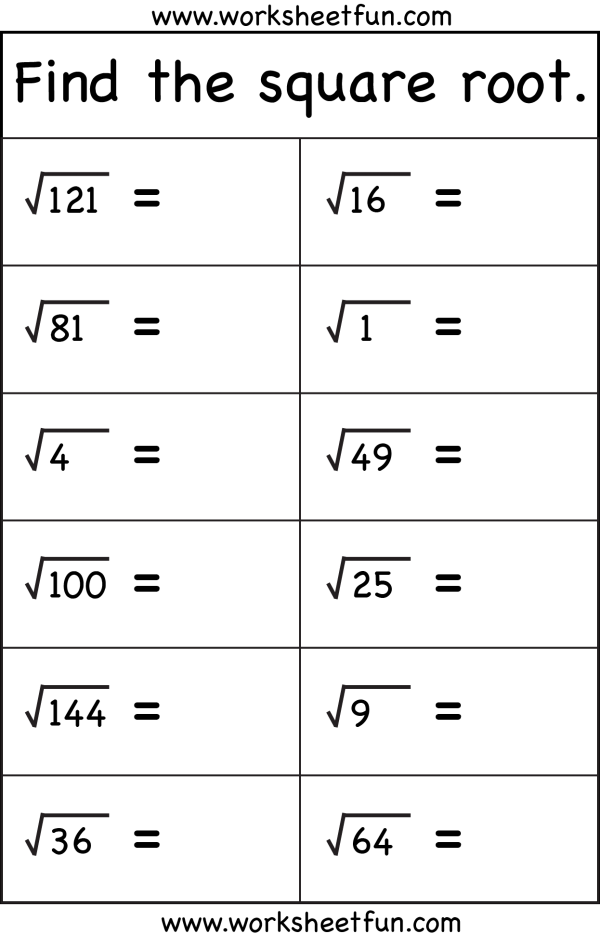 Square Root 1 Worksheet FREE Printable Worksheets Worksheetfun