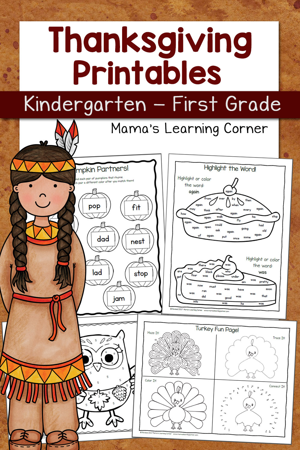 Thanksgiving Worksheet Packet For Kindergarten And First Grade Mamas 