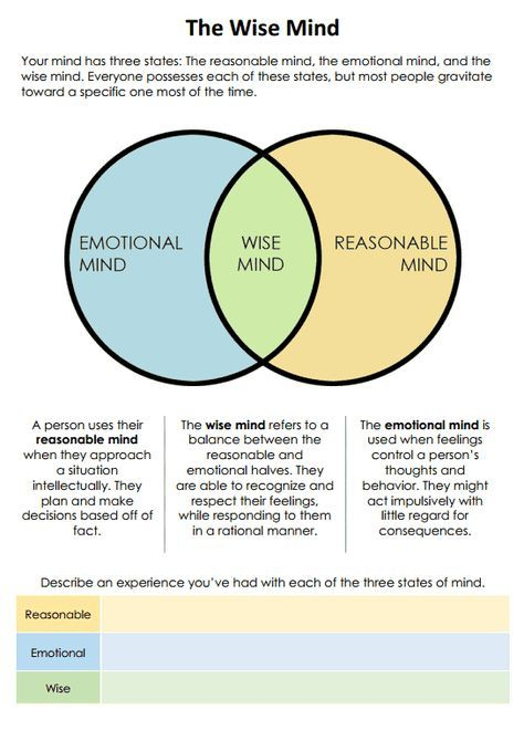 The Wise Mind Worksheet Therapist Aid Dbt Therapy Dbt Therapy 