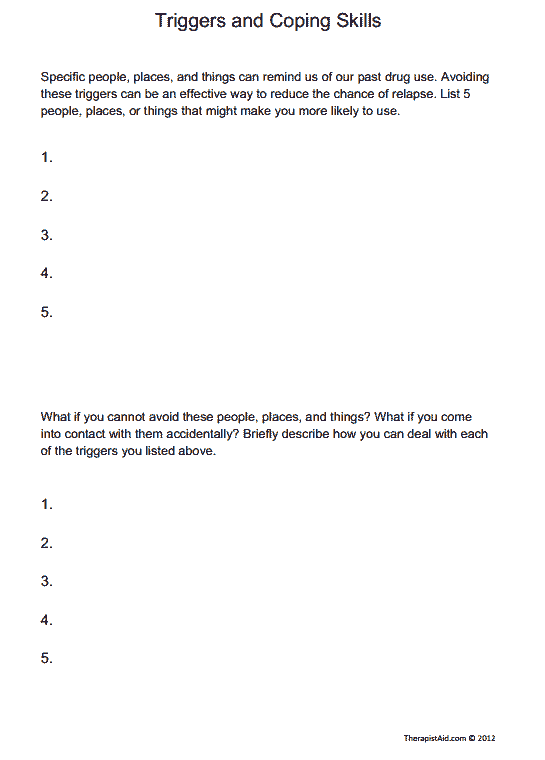 Triggers And Coping Skills Worksheet Social Work Coping Skills 