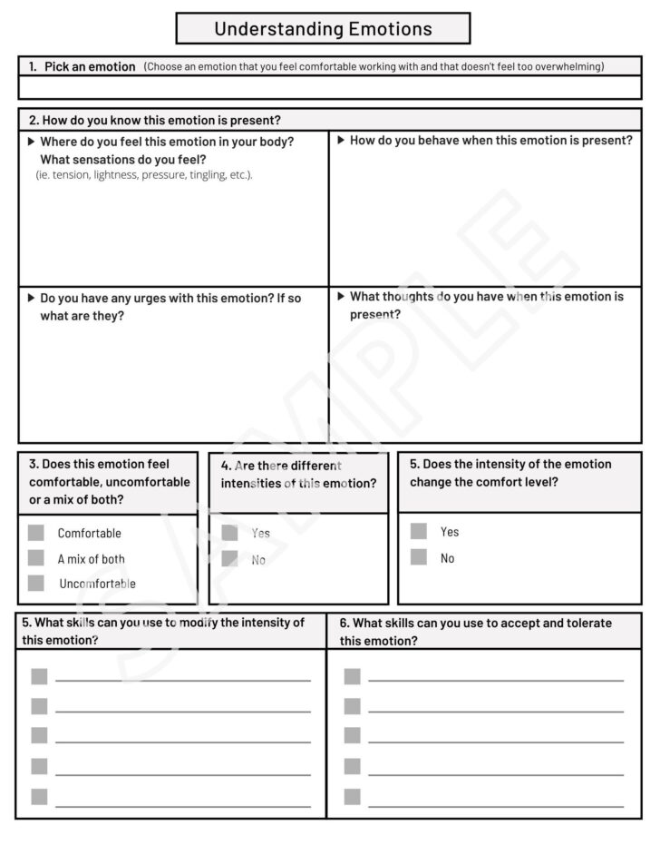 DBT Emotional Regulation Skills Worksheets