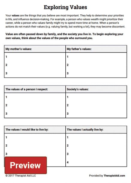 DBT Values Worksheet