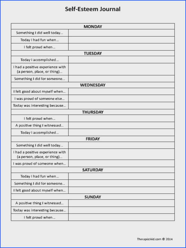 Weekly Self Care Sheet Self Esteem WorksheetsCounseling Self Esteem 