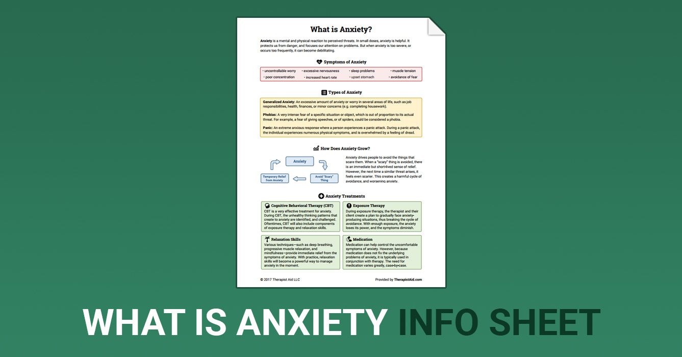 What Is Anxiety Worksheet Therapist Aid