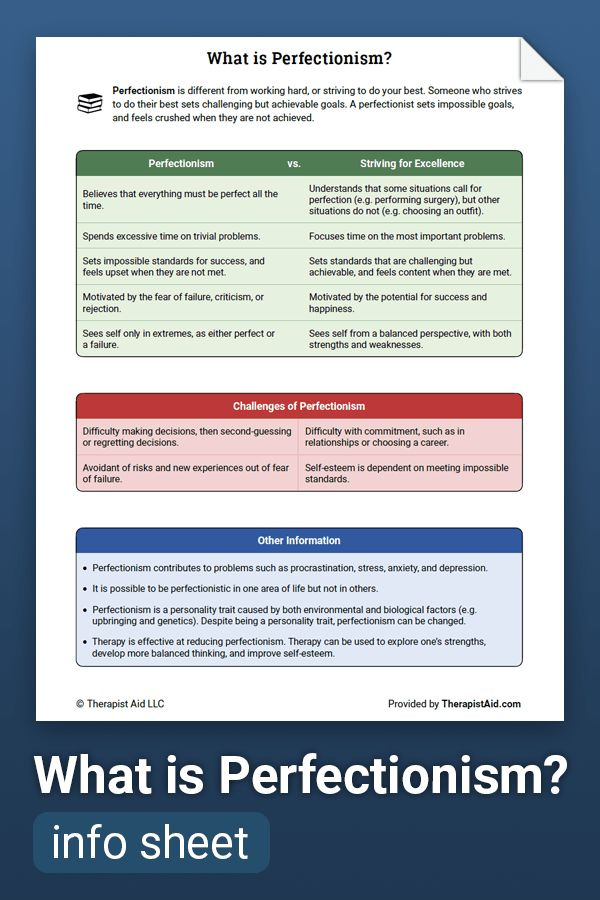 What Is Perfectionism Worksheet Therapist Aid In 2021 Therapy 