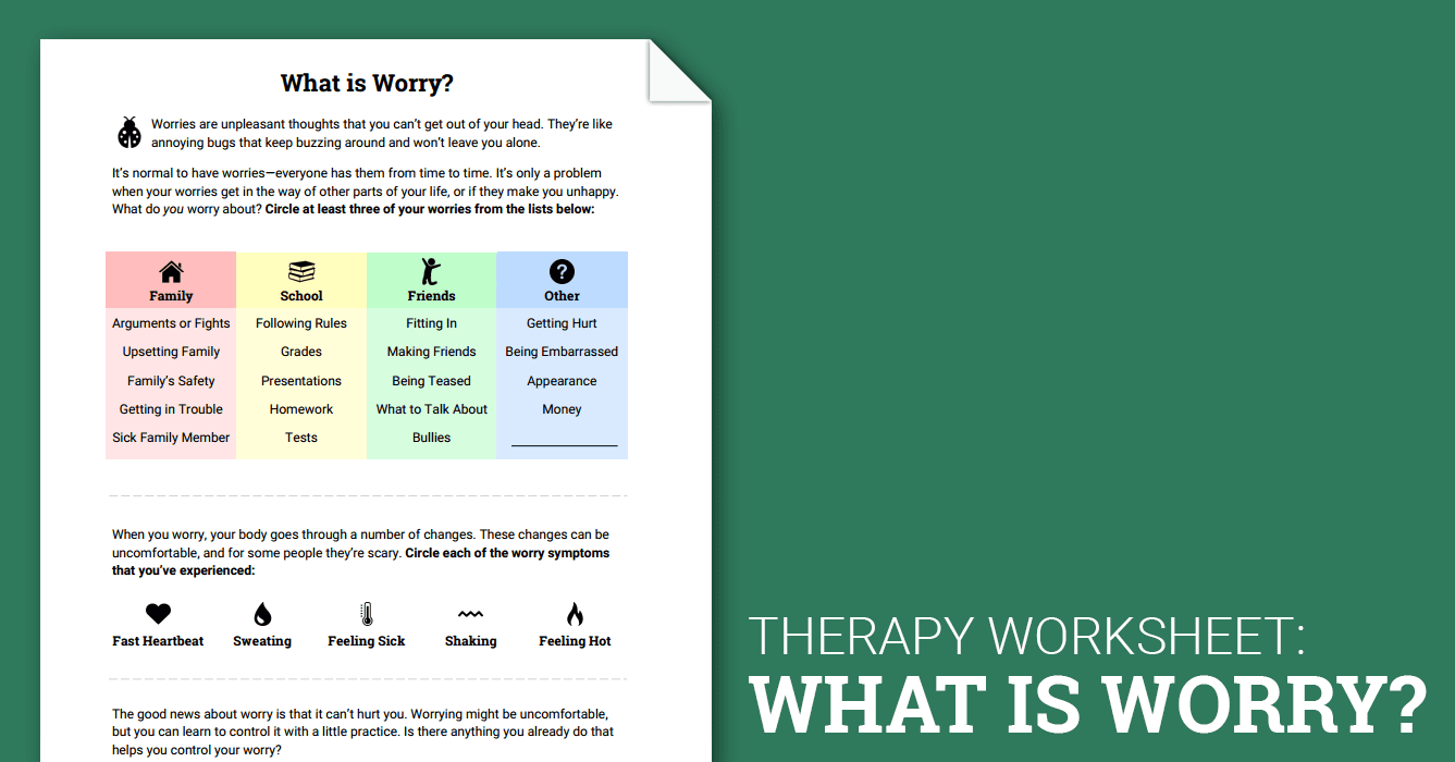 What Is Worry Worksheet Therapist Aid