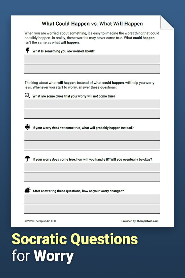 Worry Exploration Questions Worksheet Therapist Aid Therapy 