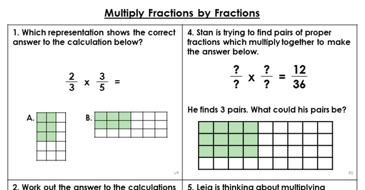 Year 6 Multiply Fractions By Fractions Lesson Classroom Secrets