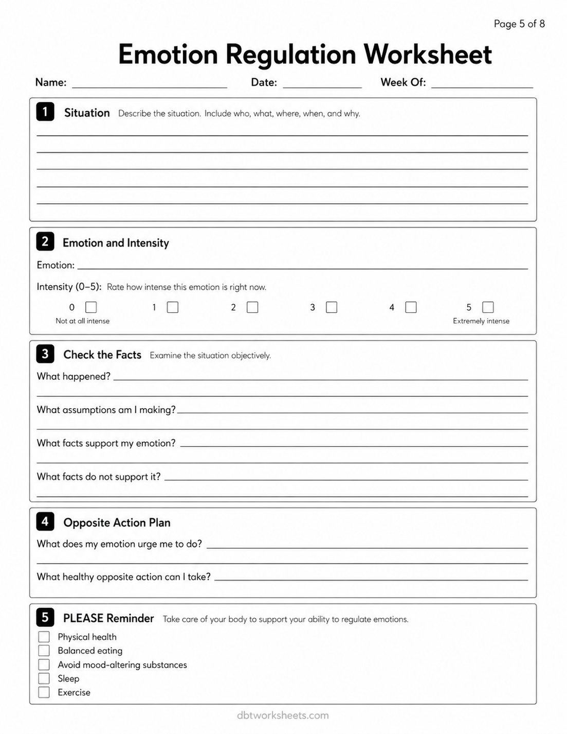 DBT Worksheets Page 5