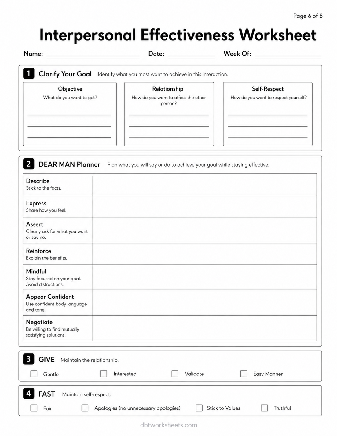 DBT Worksheets Page 6