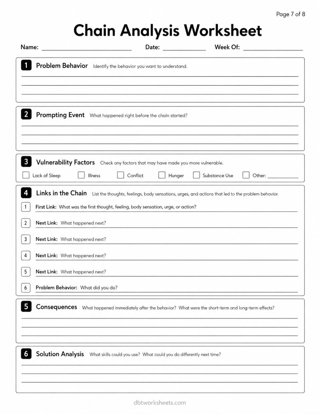 DBT Worksheets Page 7